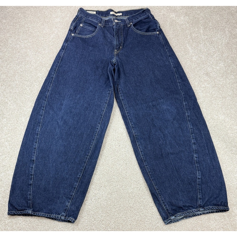 Levis Premium Super Baggy Barrel Women's 26 Jeans Blue Dark Wash (28x30) EUC